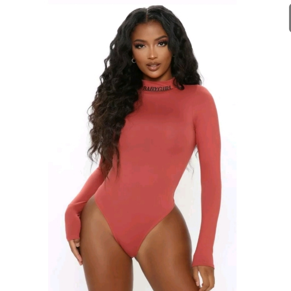 Fashion Nova Baby Girl Mock Neck Bodysuit – Mauve, Size Small